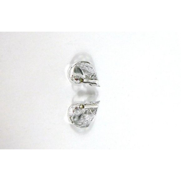 Vintage 70's CELEBRITY Open Work Curled Leaf Silver Tone Earrings Clip on - Picture 10 of 10